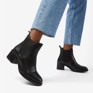 Dune London Ankle Boots | Leather Block-Heel Ankle Boots Black